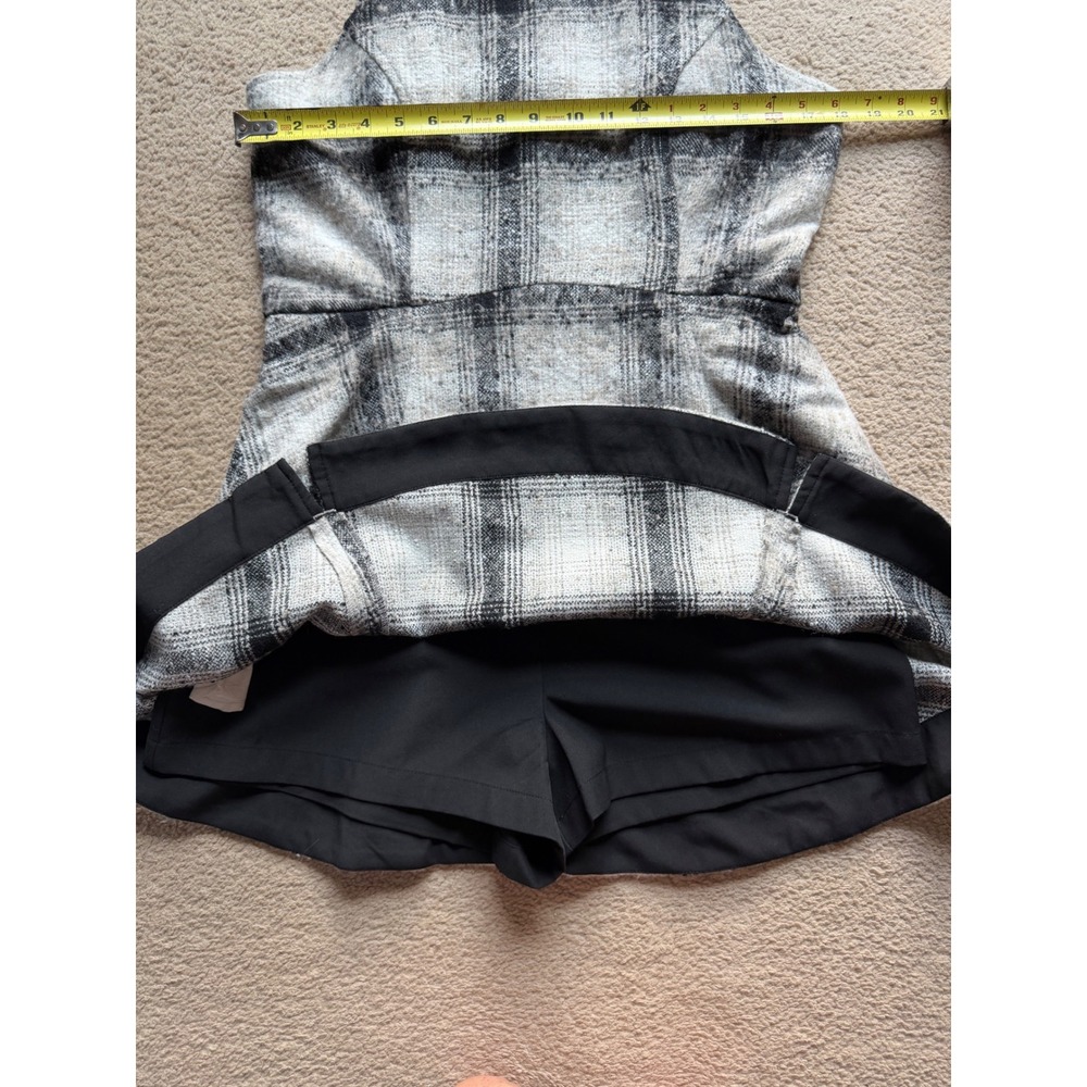 Anthropologie Plaid Mini Pinafore Romper Dress Brown Cream Jumper Size 8 NWT - Picture 6 of 8